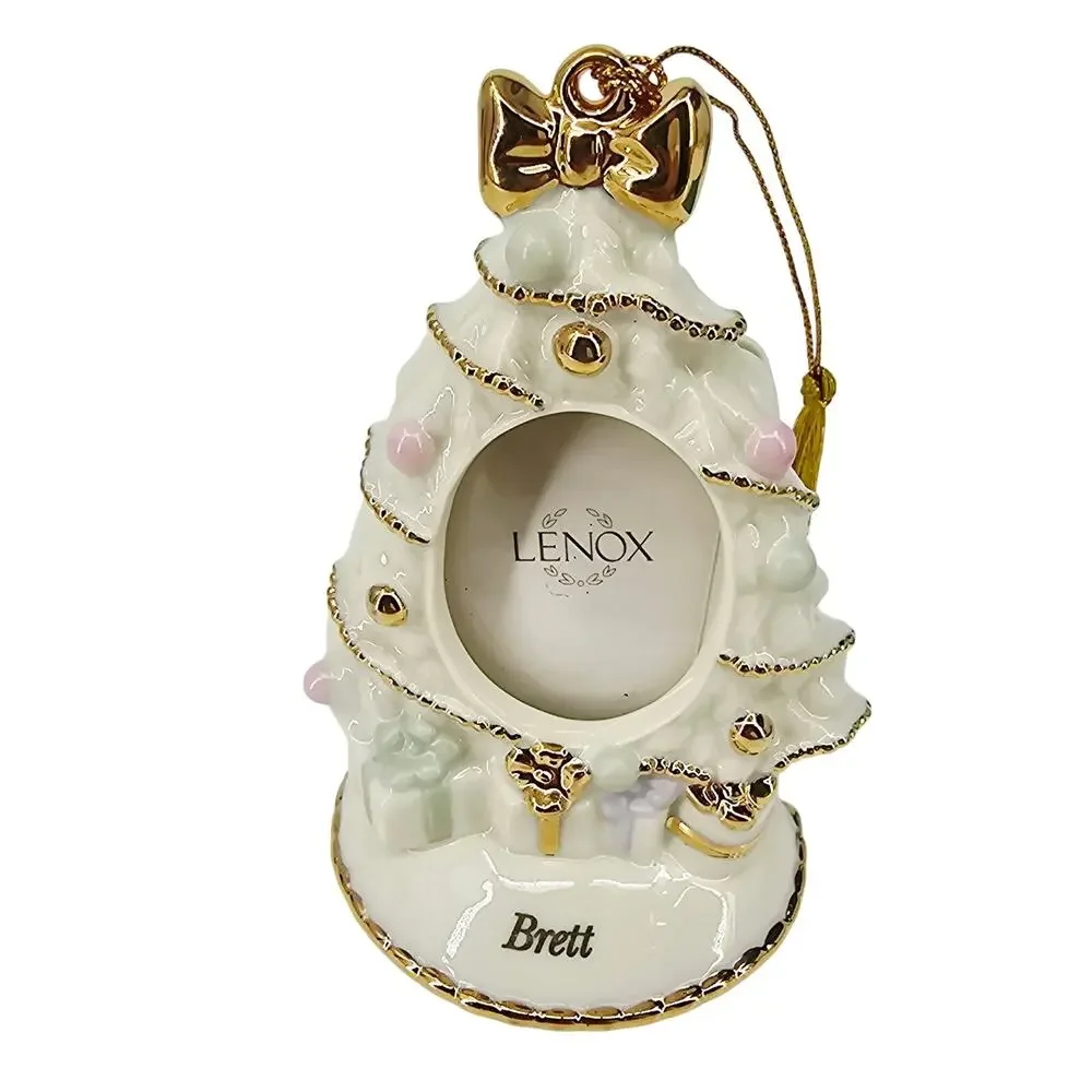 Lenox Porcelain Ornament Christmas Tree Photo Frame Personalized Named Brett
